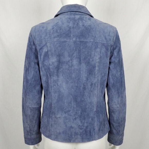 Coldwater Creek Women's Dark Navy Genuine Suede Leather Shirt Jacket XL - Picture 4 of 13